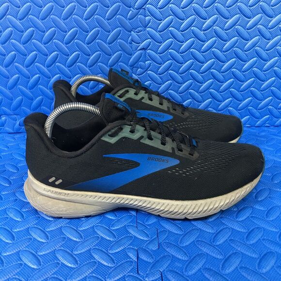 Brooks Launch 8 Mens Size 9D Black Blue Running Walking Athletic Sneakers Shoes - Picture 1 of 12